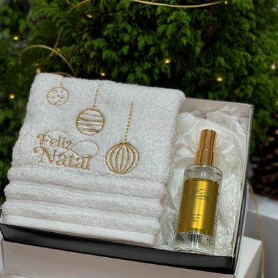 Kit-Toalha-de-lavabo-Feliz-Natal--Dourado-com-Home-spray