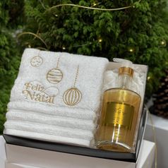 Kit-Toalha-de-lavabo-Feliz-Natal--Dourado-com-sabonete-Liquido