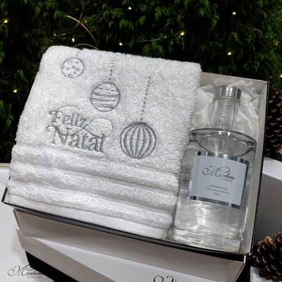 Kit-Toalha-de-lavabo-Feliz-Natal-Prata-Com-Difulsor